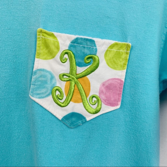 Comfort Colors Polka Dot K Pocket Blue Tee - Picture 2 of 8